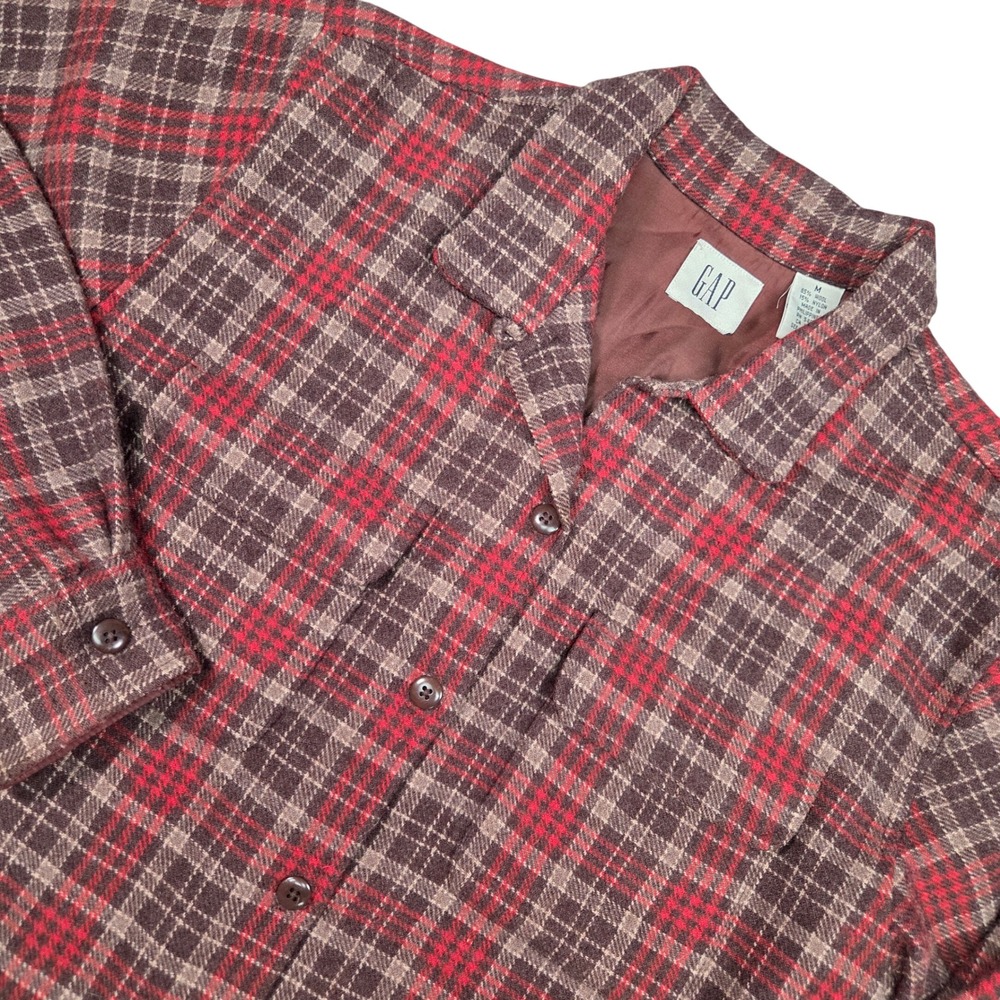 Vintage GAP Wool Flannel Shirt Jacket Large Shacket 90s Cabincore Heritage Loop